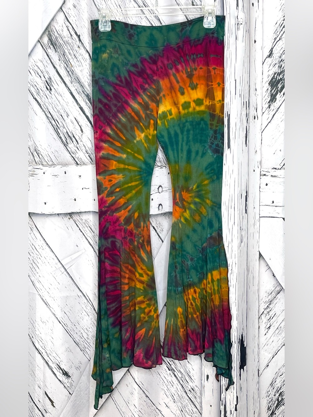 Jayli Tie Dye Bell Bottom Pants Split Leg S